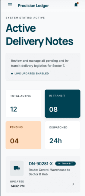 EDelivery Notes portfolio screenshot